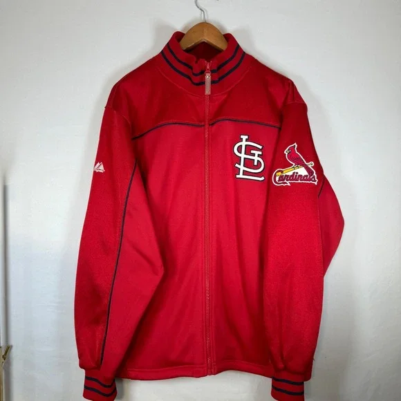 VTG Majestic St Louis Cardinals MLB Authentic Collection Track Jacket Red‎ L